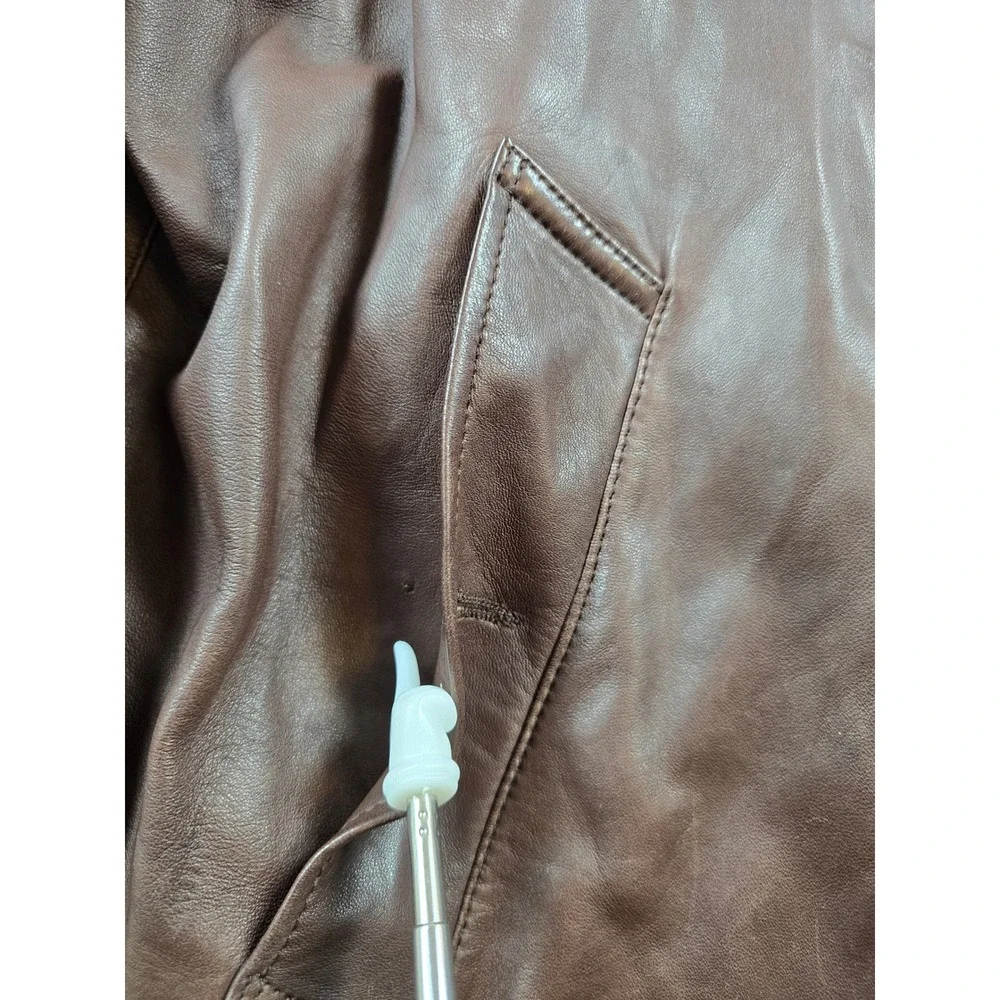 Polo Ralph Lauren Lamb Leather Jacket Mens XL Brown Lightweight Bi-Swing Pony